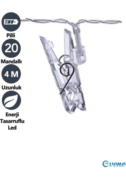 LED Mandal Mandal LED Işık Fotoğraf LED 4m 20 Adet LED Pilli