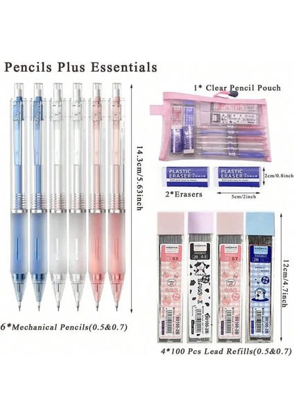 13PCS/SET Mekanik Kalem, 400 Adet Kurşun, 2 Silgi, 0.5 0.7mm Otomatik Kalem, Okula Dön Kawaii Malzemeleri Istasyona: 13 Pcs Set Model 2 (Yurt Dışından)