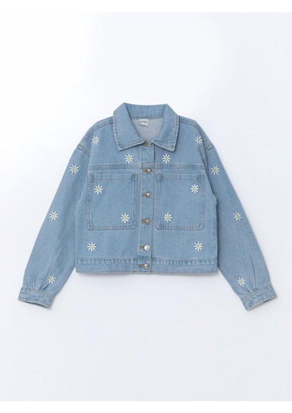 Lcw Kids Gömlek Yaka Çiçek Nakışlı Kız Çocuk Jean Ceket fırsatları