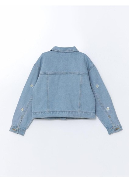 Lcw Kids Gömlek Yaka Çiçek Nakışlı Kız Çocuk Jean Ceket indirimleri