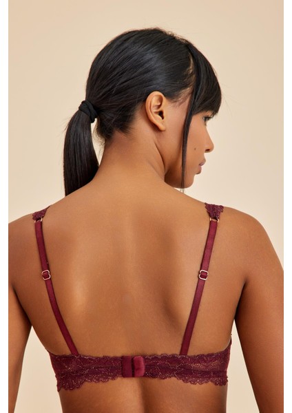 Roma Bordo Balensiz Dantelli Üçgen Bralet Sütyen Külot Takım modelleri