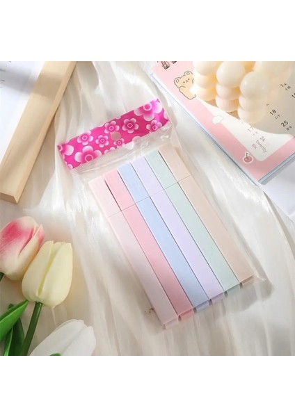 6pcs Pastel Renkli Vurgulayıcı Kawaii Kırtasiye Renk Markeri Okul Malzemeleri Öğrenci Markeri Vurgulayıcı Japon Kırtasiye: Sweet Serisi (Yurt Dışından)