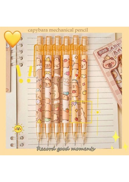 6pcs Kawaii Capya Mekanik Kalem Estetik Yazma 0.5mm Otomatik Kalem Silgi Iran Kalem Okulu Officolor: 6pcs (Yurt Dışından)