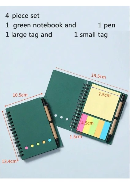 4 Paket Spiral Dizüstü Bilgisayar Kalem Döngüsüne Sahip, Yapışkan Notalar, 4.1x5.3 "kahverengi Kağıt Kapağı, Taşınabilir Astarlı Dergi Renk: Yeşil (Yurt Dışından)