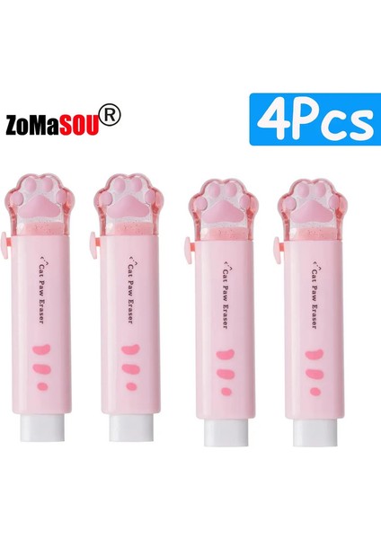 1-8pcs Yeni! Kawaii Cat Paw Lastik Silgiler Çocuklar Için Geri Çekilebilir Kalem Silgi Öğrencileri Okul Ev Ofis Yazma Çizim Renk: 4 Pcs Pembe (Yurt Dışından)