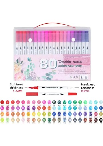 24/48/60/80/100 Renkler Çift Baş Indirilebilir Renk Işaretleyici Sanatçı Korsan Kırtasiye Okulu Malzemeleri Için Sanat Malzemeleri Renk: 80 Renk (Yurt Dışından)