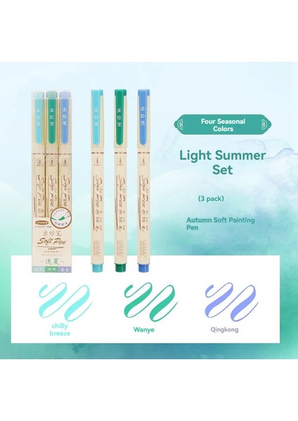 24/3 Renkli Vintage Suluboya Yazı Sanat Markeri Çizim Kalemi Seti Çok Molor Yumuşak Fırça Ipucu Virgrafi Boyama Sanat Malzemeleri Renk: Yaz Seti (Yurt Dışından)