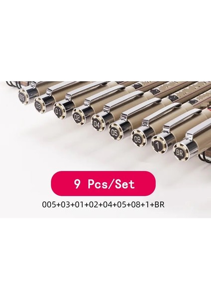 Manga Işaretleri Set Iğne Kalemi Sanatı Kanca Hattı Kalemi Kalem Kroki Sanat Okulu Malzemeleri Kawaii Koranya Kırtasiye Yazı Işaretçisi Renk: 9 Pcs Set (Yurt Dışından)