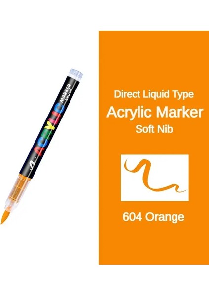 16 Renk Direct-Liquid Akrilik Marker Kalem Su Geçirmez Cam Taş Metal Cam Sanatlar Için Yumuşak Fırça Nib Kırtasiye Renk: Turuncu Işaretçi (Yurt Dışından)