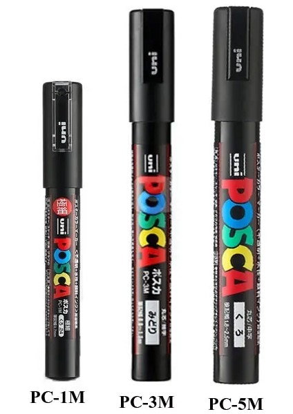 Uni Posca Marker Set Pc-1m/3m/5m Kalıcı Akrilik Boya Kalemi Hızlı Kuru Graffiti Boyama Sanatları Malzemeleri Japon Kırtasiye Renkleri: 3pcs Siyah Karışım (Yurt Dışından)