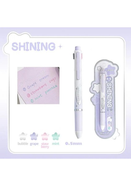 Çok Fonksiyonlu Dörtlü Bir Beyaz Kalem Ince Flash Kırtasiye Dört Renkli Yerçekimi Kalem Yaratıcı Kalem Renk: Mor/mürekkep Renk: Çok Renkli (Yurt Dışından)