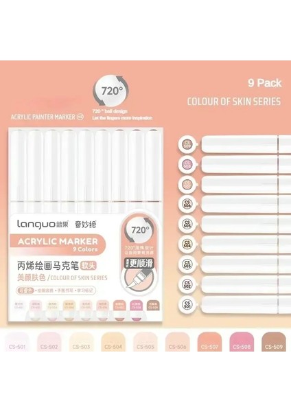 Poundo 240/9 Renkler Akrilik Renk Işaretleri Doğrudan Sıvı Boya Işaretçisi Pen Diy Çizim Saklama Kutusu Okulu Malzemeleri Kırtasiye Renk: Cilt Serisi Rengi (Yurt Dışından)