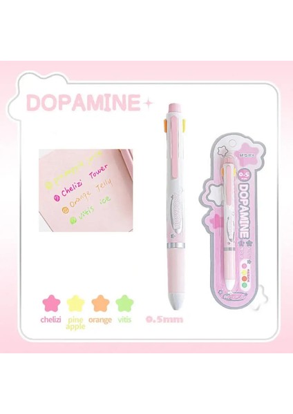 Çok Fonksiyonlu Dörtlü Bir Beyaz Kalem Ince Flash Kırtasiye Dört Renkli Yerçekimi Kalem Kalem 0.5mm Kurşun Korecolor: Pembe/mürekkep Renk: Çok Renkli (Yurt Dışından)