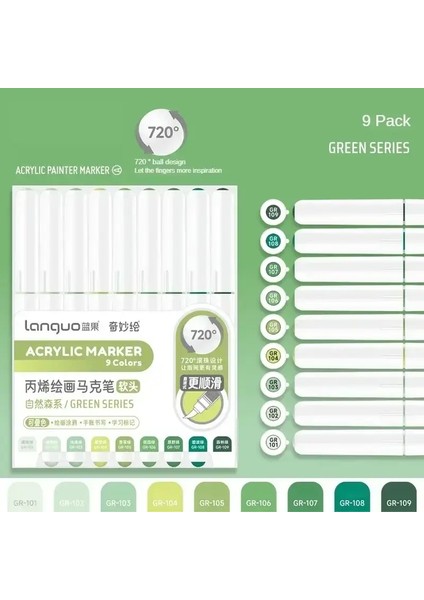 Dosto 240/9 Renkler Doğrudan Sıvı Akrilik Boya Işaretçi Seti Dıy Boyama Çizim Cam Okulu Sanat Malzemeleri Kırtasiye Renk: Yeşil Serisi (Yurt Dışından)