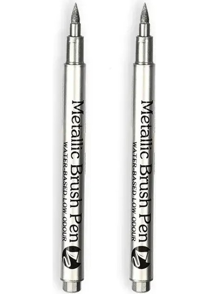 1/2pc Fırça Metalik Marker Kalemleri Altın Gümüş Gümüş Kalıcı Sanat Işaretleri El Sanatları Için Manga Scrapbooking Kırtasiye Okulu Sanat Malzemeleri Renk: 2 Pcs Fırça Gümüş (Yurt Dışından)