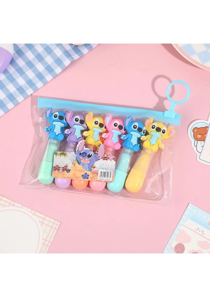 6pcs Disney Dikiş Torbalanmış Mini Vurgulayıcı Lilo Dikiş Karikatür 6 Katlı Dıy El Kitabı Kalem Sevimli Öğrenci Işaretleyici Kırtasiye Hediye Color: 6pcs-1bag-A (Yurt Dışından)