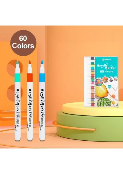 12/60 Renkler Kaya Boyama Ekstra Fırça Uç Boya Işaretleri Sanat Malzemeleri Kumaş Boya Kumaş Işaretleri Renk: 60 Renk (Yurt Dışından)