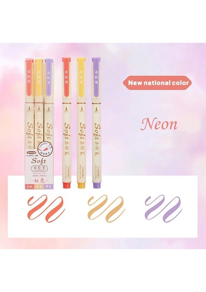 3 Parça/set Yumuşak Kafa Renkli Kaligrafi Kalem Fırçası Su Bazlı Pigment Mürekkep Çizim Grafiti Sanat Okul Kırtasiye Malzemeleri Renk: Neon (Yurt Dışından)