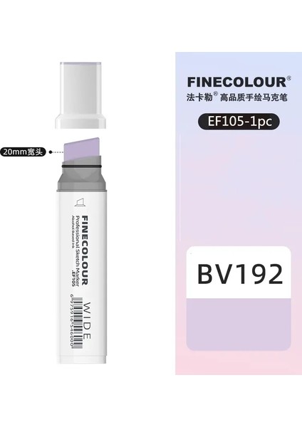 Finecolour 20MM Genişliğinde Işaretler Alkol Hattı Eskiz Sanat Işaretleri Kalem Çizim Okulu Sanat Malzemeleri EF105 Renk: BV192 (Yurt Dışından)