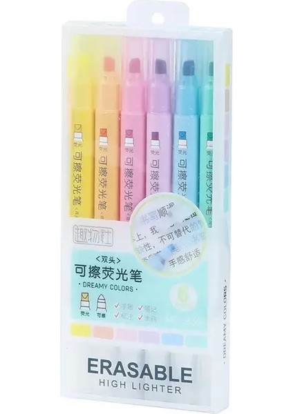6pcs Silinebilir Vurgulayıcılar Pastel Işaretler Çift Uçlu Floresan Kalem Sanat Çizimi Karalamalar Için Işaretleme Okulu Ofis Istasyonculuk: 6 Renk (Yurt Dışından)