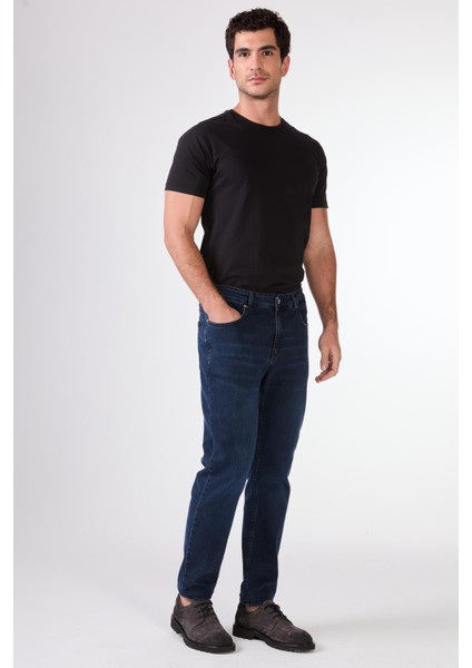 M.Lacivert Slim Fit Erkek Denim Pantolon modelleri