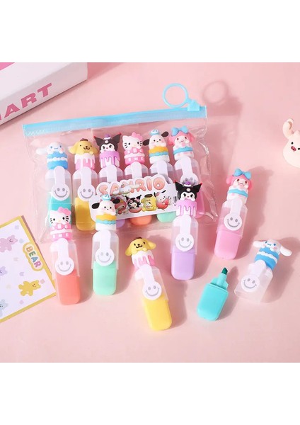 Sanrio Vurgulayıcı Karikatür Yaratıcılık 6pcs Kuromi Benim Melodim Sevimli Odak Taşınabilir Renk Çizim Kalemi Öğrenci Malzemeleri Hediye Color: Fosforlu 6pcs E (Yurt Dışından)