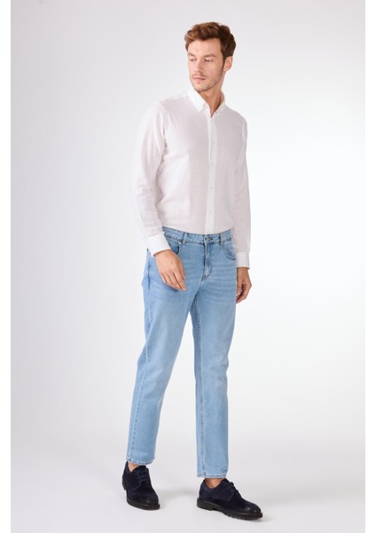 Açık Mavi Regular Fit Erkek Denim Pantolon fiyatları