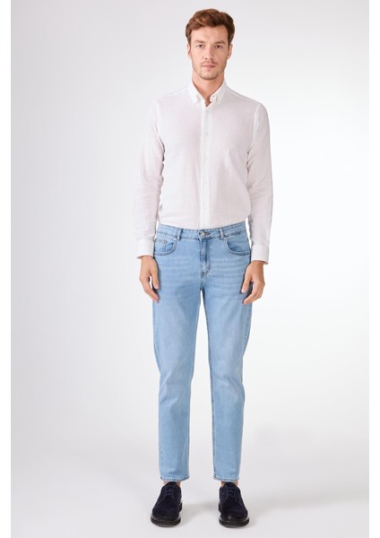 Açık Mavi Regular Fit Erkek Denim Pantolon modelleri