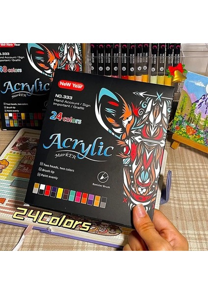 Akrilik Marker Kalem Su Tabanlı Pigment Kalem Seramik Marker Kalem Renk Işaretli Kalem Modeli Grafiti Kalem Kurtarıcı: 24 Renk (Yurt Dışından)
