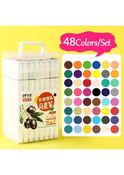 24-80 Renkler Sanat Marker Kalem Seti Çift Başlık Çizim Boya Çekme Graffiti Manga Okulu Sanat Malzemeleri Renk: 48 Renkler C (Yurt Dışından)