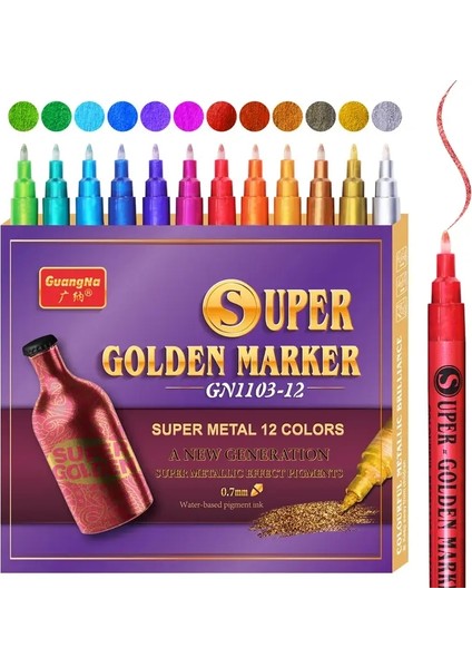 12/18 Metalik Renkler Marker Renkli Boya Kalemi Sanat Su Geçirmez Yüksek Helek Markeri Kalem Graffiti Manga Kırtasiye Sanat Malzemeleri Renk: 12 Renk 0.7mm (Yurt Dışından)