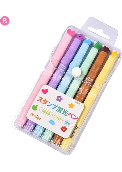 6pcs/çok Sevimli Vurgulayıcılar Damga Işaretleyici Kalem Çocuk Kırtasiye Malzemeleri Hediye Scolor: Açık Renkli Seriler (Yurt Dışından)