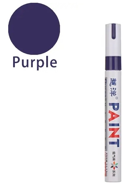 12 Renkli Beyaz Su Geçirmez Kauçuk Kalıcı Boya Işaretleyici Çizim Araba Lastik Sırtı Çevre Lastik Boyama Vurgulayıcı Kalem Renk: Mor (Yurt Dışından)