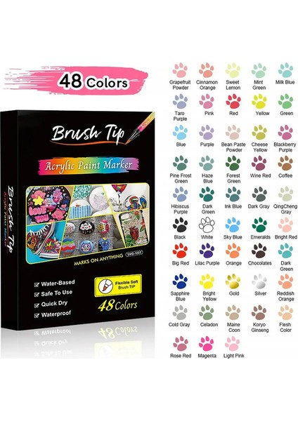 12-48 Molor Yumuşak Kafa Akrilik Marker Kalem Seti Su Geçirmez Bölünmüş Renk Gradyan Kawaii Graffiti Pen Okulu Solurs Kırtasiye Renk: 48 Renk (Yurt Dışından)