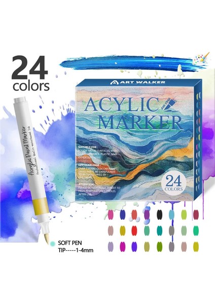 12/24 Renkler Yumuşak Başlı Farklı Renk Akrilik Marker Kalemi, Renk Sanat Graffiti Kalemi, Su Geçirmez, Opak, Su Bazlı Yumuşak Başlık: 12 Renk (Yurt Dışından)