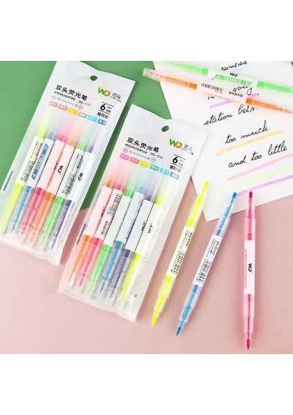 Yaratıcı Çift Uçlu Vurgulayıcı Öğrenci Kırtasiye Seti Altı Cümle Işaretleri Renk Işaretleri Graffiti El Kitabı Pencolor: Bir Kutuda 6pcs (Yurt Dışından)