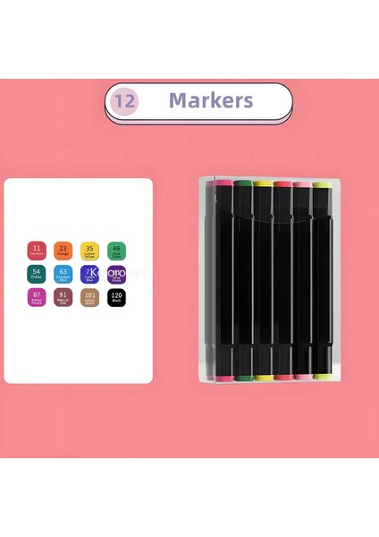 Alkol Işaretleri Çift Uçlar Öğrenci Yetişkin Için Kalıcı Sanat Markerları Kalem, Boyama, Boyama, Eskiz Için Çizim Işaretleri Renk: 12 Renk (Yurt Dışından)