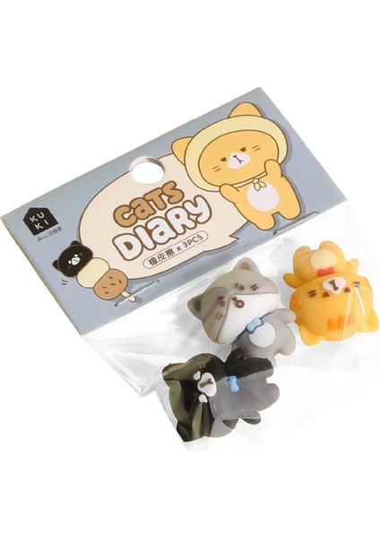 3pcs Kediler Günlük Silgi Mini Boyutu Karikatür Tasarımı Daha Az Toz Pvc Temizlik Araçları Kalem Ofis Okulu Öğrencisi A3005COLOR: 3pcs Set (Yurt Dışından)