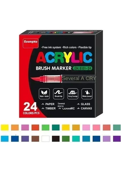 240/120/60 Renkler Çift/tek Nıb Doğru-Sıvı Akrilik Marker Kalem Su Geçirmez Kalem Yumuşak Fırça Nıb Okul Malzemeleri Kırtasiye Renk: 24 Renk Işaretleri (Yurt Dışından)