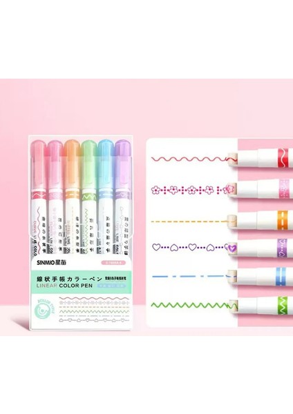 6pcs Çiçek Çizgisi Şekiş Yıklayıcıları Vurucu Uçlu Vurgular Eğri Astar Işaretçisi Kawaii Kırtasiye Okul Ofis Malzemeleri Hediye Saklığı: B (Yurt Dışından)