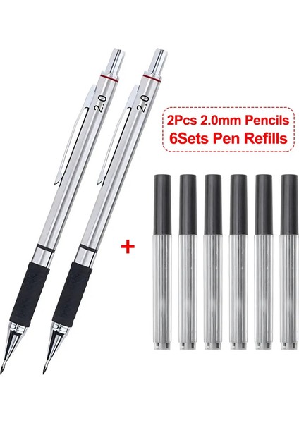 0.5 0.7 0.9 2mm Mekanik Kalemler Çizim Boyama Sanat Eskisi Otomatik Kalemleri Okula Geri Okul Çocukları Estetik Kırtasiye 2b Kurşun Renk: 2.0mm 8 Setler (Yurt Dışından)