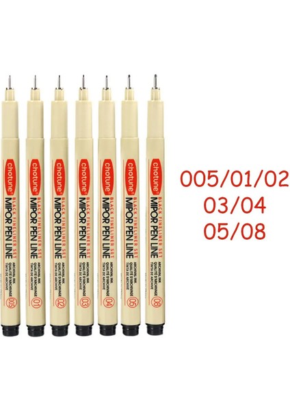 Manga Pigment Iğne Kanca Hattı Kalemi Sanat Çekme Eskiz Kalemleri Fırça Elle Boyanmış Micron Işaretleyici Kalem Kırtasiye Sanat Malzemeleri Renk: 7 Adet Set (Yurt Dışından)