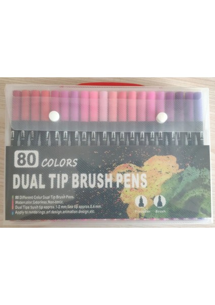 12-168 Renkler Çift Fırça Kalemleri Sanat Işaretleri, Yetişkinler Için Finelin /fırça Ipucu /çocuklar Boyama Yazı Resmi, Noel Hediyeleri Renk: 80 Tolor (Yurt Dışından)