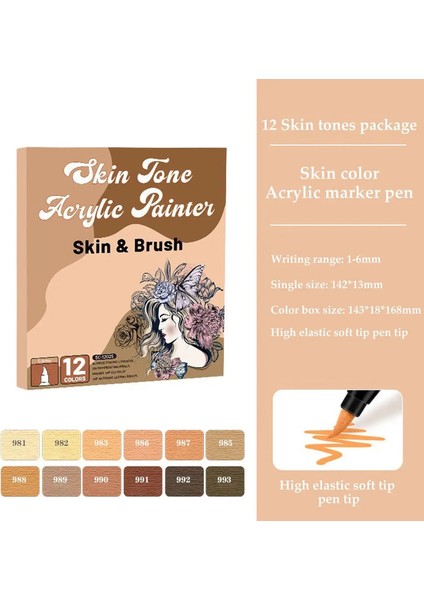 12-48 Molor Yumuşak Kafa Akrilik Marker Kalem Seti Su Geçirmez Bölünmüş Renk Gradyan Kawaii Graffiti Pen Okulu Malzemeleri Kırmızı Çolap: Cilt 12 Renk (Yurt Dışından)