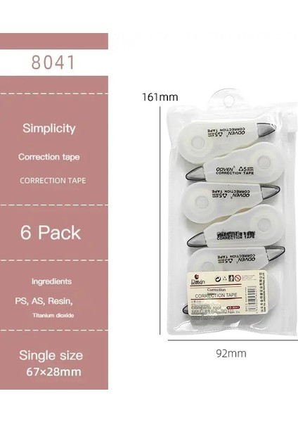6pcs/paket Düzeltme Kasetleri Promosyon Hediyesi Güney Kore Kırtasiye Sevimli Kız Taşınabilir Mini Teyp Seti Okul Ofis Tedarik Renk: Stil 4 (Yurt Dışından)