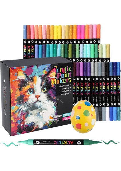 24-120 Tolor Çift Uç Akrilik Boya Işaretleri Seti-Canlı Pigmentler, Fırça Ince Ipuçları Dıy Için Ideal, Kaya Boyama, Sanat Projeleri Renk: BXMM-120 Rolors (Yurt Dışından)