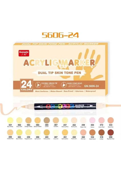 24/48 Cilt Renkleri Guangna Akrilik Pens Yumuşak Çift Uçlar Çizim Boyama Işaretleri Dıy Tasarım Kırtasiye Tedarik: 24 Renk Macaroon (Yurt Dışından)