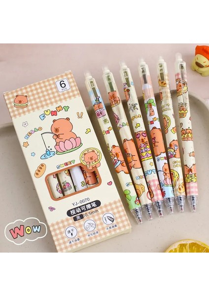Yeni 6pcs/lot Dalı 0.5mm Capya Jel Kalem Hızlı Kuruyan Çizgi Film Pres Silinebilir Kalem Siyah Pen Okul Ofisi Yazma Kurtarıcı Kolor: Mavi Mürekkep (Yurt Dışından)