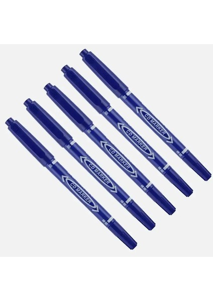 5/10 Pcs Twin Uç Kalıcı Marker Siyah/mavi/kırmızı Yağ Kalemi Ince Nid Mürekkep Kırtasiye Okulu Ofis Malzemeleri Renk: Mavi-5pcs (Yurt Dışından)