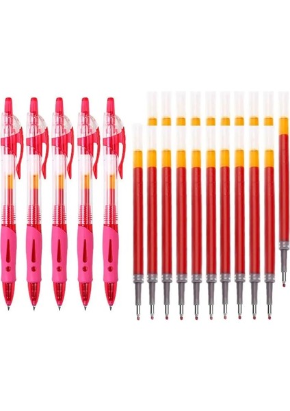 0.5mm Geri Çekilebilir Jel Kalemler Set Sömrü Sarkı Yatmak Için Ofis Aksesuarları Yazmak Için Okul Malzemeleri Kırtasiye Renk: Red-5pens-20 Refill (Yurt Dışından)